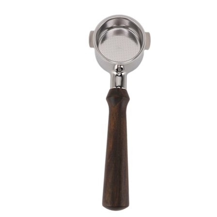 51mm Bottenlöst Portafilter 2 Öron Passar Delonghi Kaffebryggare Rostfritt Stål Trähandtag Rak Stil