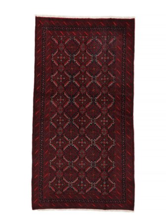Hand Knotted Persian Baluch Rug 103X194 Black/Dark Red