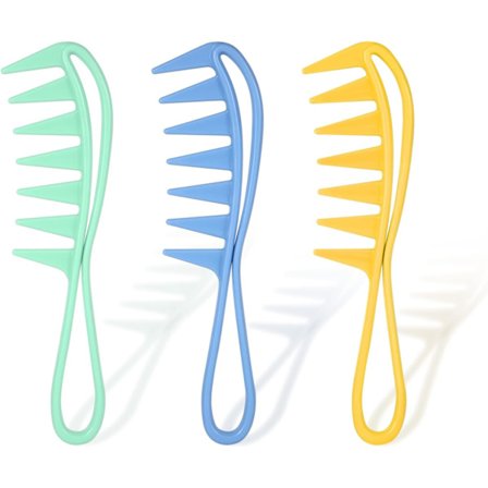 3 kpl leveähampainen kampa, suuri leveähampainen kiharakampa hainhampailla, hiustyökalu keltainen, sininen, vihreä