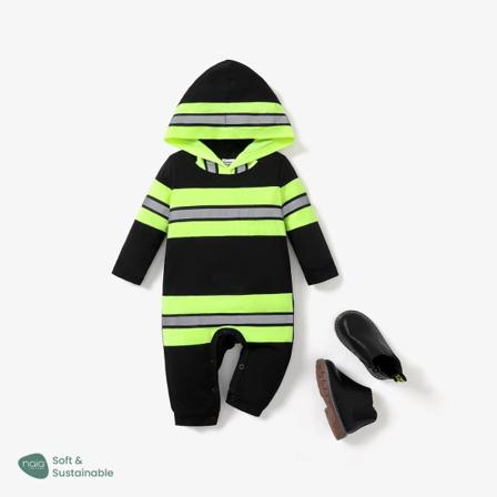 Baby Boy/Flicka Naia Brandman Style Långärmad Hooded Jumpsuit Colorblock 3-6Months