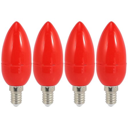 4x LED Lyslys Lyspærer Røde Lykke Lampe Gud Lys Energibesparende Lyslys, e14-meini