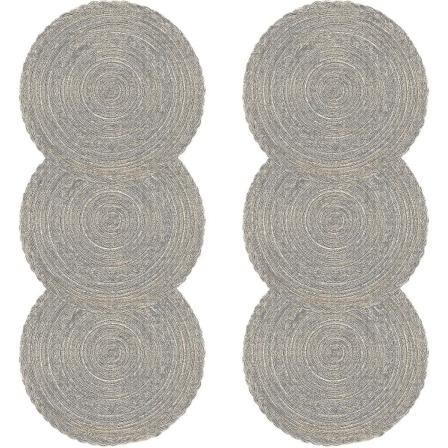 Sæt af 6 Runde Bordskånere i Bomuld - Jule Beige Bordskånere - Let at Rengøre - Flettet - Varmebestandig - Til Spisestue, Køkken, Bryllup, Fest