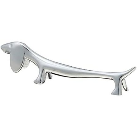 Sæt med 6 sølvfarvede gravhund bestikholdere, 2,5*9 cm