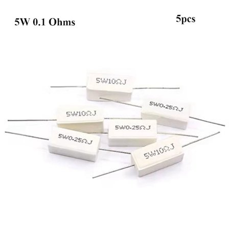 5 stk Cementmodstand Beskyttelsesmodstand 5W 0,1 OHMS 5W 0,1 OHMS