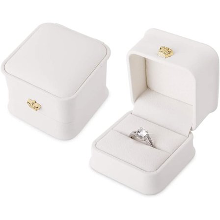 2 stk. Hvit Ringboks Parforslag PU Lær Ringbokser Engag