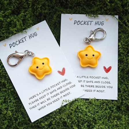 1/2/3 stk. Rødt Hjerte Klem Papirkort Glad Ansikt Gul Stjerne Stor Hummerlås Nøkkelring Søt Liten Gavepose Liten Ornament