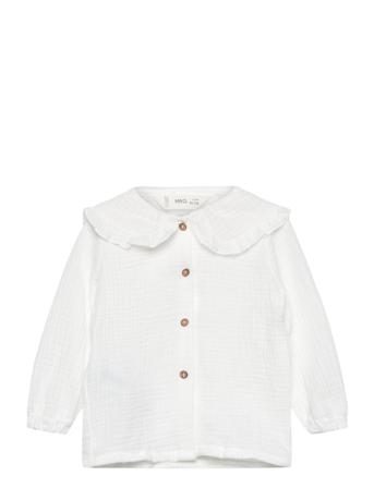 Babydoll Collar Blouse Bluse Tunika Hvit Mango*Betinget Tilbud