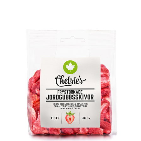 Chelsie s Organic Gourmet Prod Frystorkade Skivade Jordgubbar 30 g