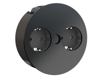 BACHMANN TWIST svart matt 2xSchuko