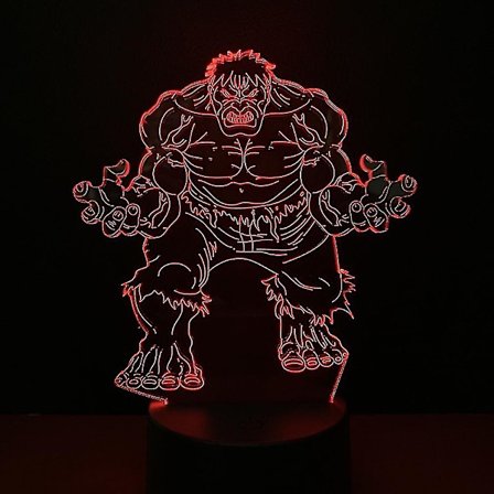 Vihreä Hulk Usb 3d Anime Yövalo Tunnelma Led Pöytälamppu