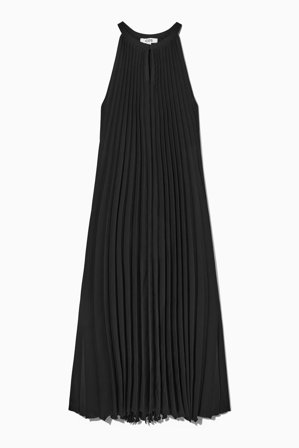 COS Women's Pleated Halterneck Midi Dress in Black
