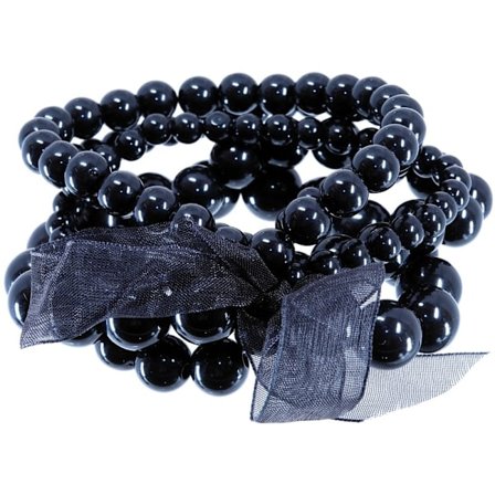 5 st Armband / Pärlarmband med Svarta Pärlor i Olika Storlekar