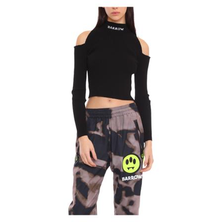 Barrow Knitted High Neck Tee , Zwart , Dames , Maat: M T-shirts