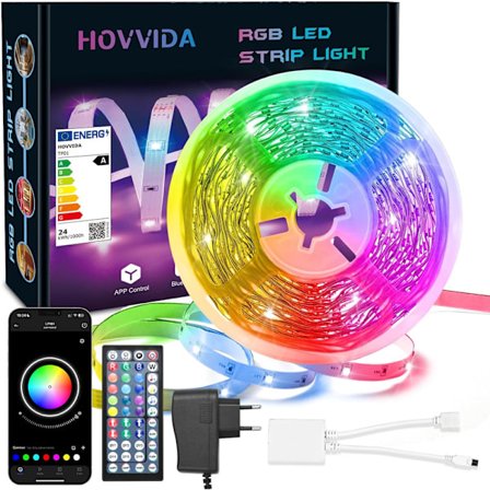 LED Strip 10m, RGB 5050 LED Strips, 30 LEDs/Meter, App and Remote Control, 300 LED