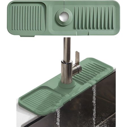 Silikon Kranmatta, Stänkskydd för Kran, Torkmatta för Kran, Vattentorkningsdyna för Kök, Badrum (Grön)