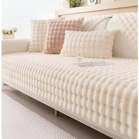 E - shop4u - Sofatrekk Myk Fuskepels - Beskyttende Trekk Sklisikkert - Sofatrekk - Sofatrekk