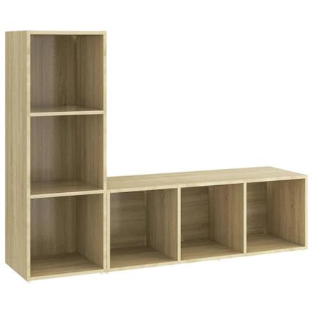 Vidaxl Tv-skåp 2 Delar Sonoma-ek 107x35x37 Cm Konstruerat Trä Brun