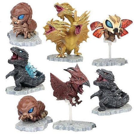 7 stk. Godzilla Mothra King Ghidorah Figur Leke Anime Samlingsmodell