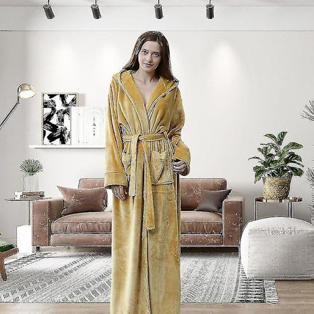 Kvinnor Män Vinter Plus Size Flanellrock Extra lång Huva Varm Morgonrock Lovers Tjock Kimono Badrock Man Morgonrock Robes