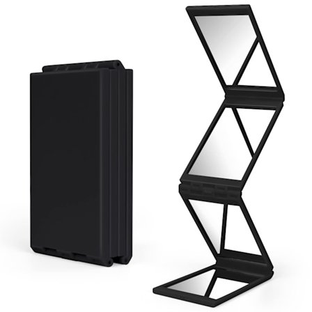 Kompakt spegel, bärbar 4-sidig hopfällbar resespegel skönhet fåfänga smink spegel multi-vinkel handhållen kosmetisk spegel svart