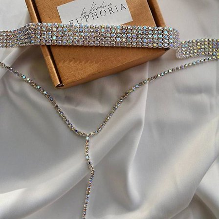 Rhinestone Tassel Choker Halsband Flerskiktat Brett Halsband Halsband med Tassel Kedjor Halsband Kvinnor Flickor Populär