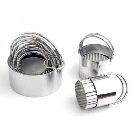 Biscuit Cutter Set, Runde Biscuit Cutter i Rustfrit Stål med Håndtag, Wave Cookies Cutter med Riflet Kant, Professionelle Bagedej Værktøjer