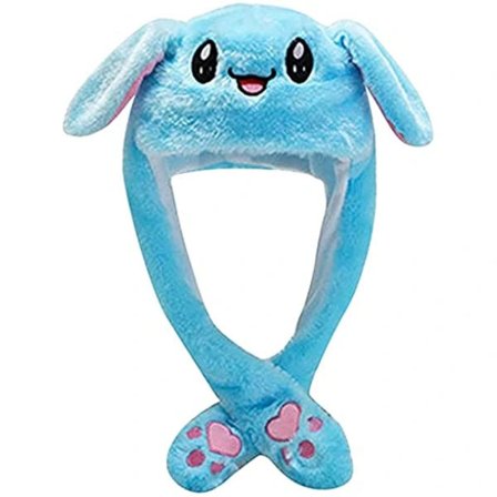 Kaninmössa med öron som rör sig, hoppande kaninmössa, rolig söt plyschmössa med tassar för barn, kvinnor, flickor, fest, födelsedag, utklädnad...