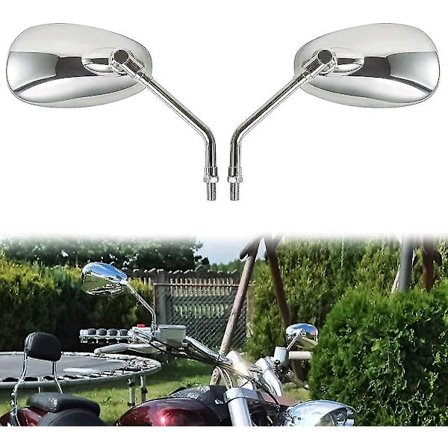 Motorsykkel Speil, Universal Krom Motorsykkel Speil For H0nda, Suzuki, Aprilia Og Cruiser Scooter 2stk-sølv