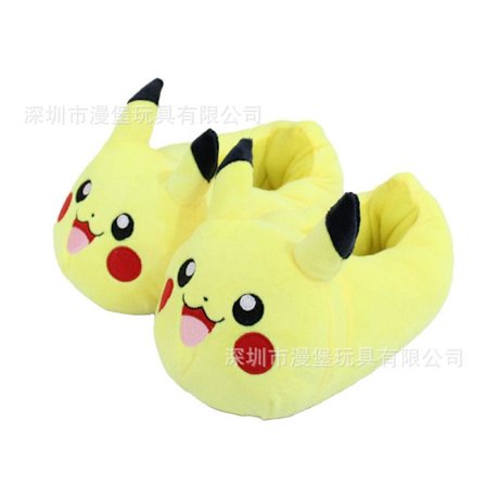 Plys hjemmesko, indendørs bomuldshjemmesko til par, hjemmetøj All-in-one Pikachu sko (gul) ly
