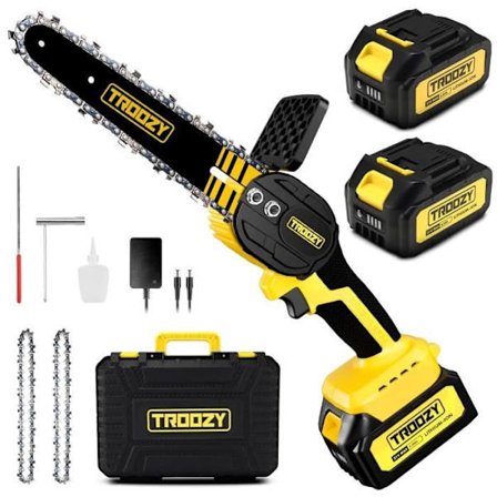 TROOZY Mini Motorsåg med Batteri Brushless, Motorsåg på Batteri 6000mAh Upp till 200min