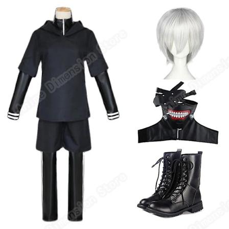 2024 Uusi malli Tokyo Ghoul Kaneki Ken Cosplay-asu Aikuisille Miehille ja Pojille Musta Hyppyasu Taisteluasu Halloween- ja Karnevaaliasu Only Mask 37 