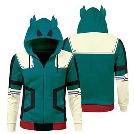 My Hero Academia Midoriya Izuku Deku Cosplay Kostyme Jakke Voksen Unisex Hoodie Genser A