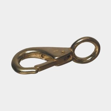 Karabinhage med øje, messing, Ø18 mm, 82 mm