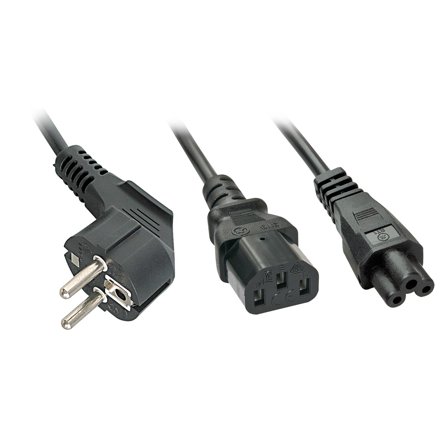 Lindy Y-Power Cable CEE7/7 to C13+C5. Black 2.0m