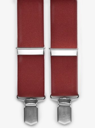 John Henric Men's Burgundy Suspenders Plain Size 35mm