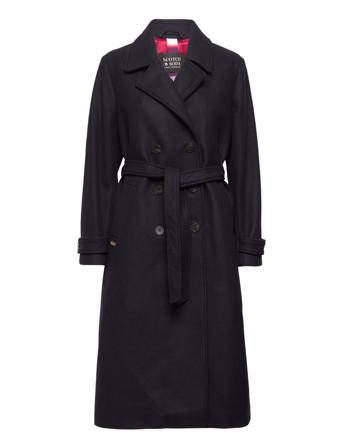 Classic Wool-Blend Double Breasted Trench Coat Outerwear Coats Winter Coats Navy Scotch & Soda