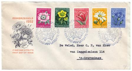 Holland 1952 - NVPH E9 - FDC - Med adresse
