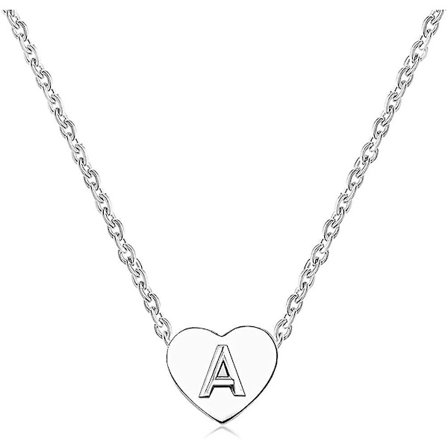 Kvinnor Flickor Silver Tiny Love Hjärta Initial Bokstav Halsband Alfabetet A-z Personligt Namn Hänge Choker Halsband