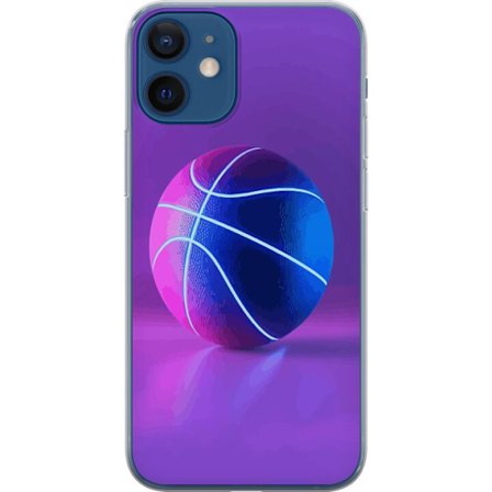 Yhteensopiva Puhelinkuori Apple Apple iPhone 12 Koripallo juliste neon pallo urheilu kori värikäs violetti sininen hehkuava kenttä retro design ur