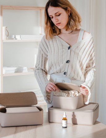 Organista Vegan Leather Packing Cube Set - Beige - ONE SIZE