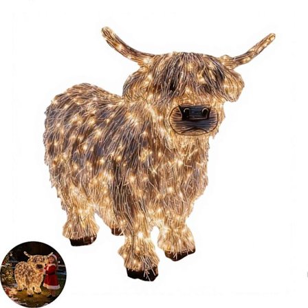 Lysande Highland Ko Juldekoration, 3D Utomhus Juldekoration för Veranda, Trädgård & Gräsmatta