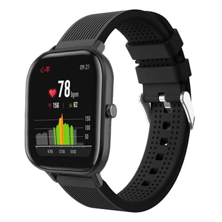 Amazfit GTS / Bip Lite randigt klockarmband i silikon - Svart