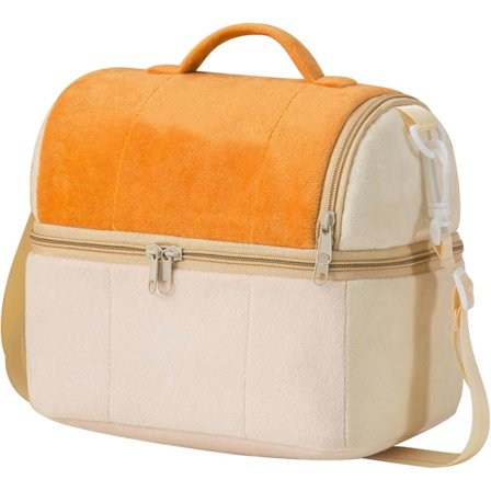 Isoleret frokosttaske til kvinder og mænd, genanvendelig køletaske til voksne, dobbelt dæk køletaske, lækagesikker madkasse med justerbar skulderrem