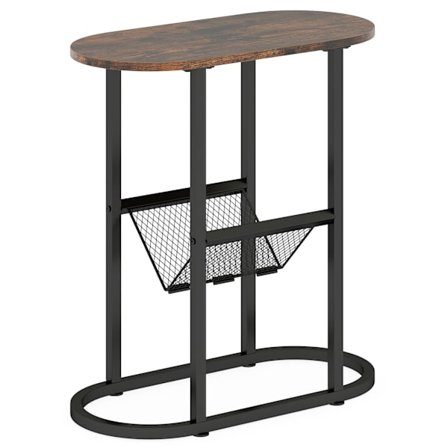 Pladsbesparende ovalt sidebord med magasinholder