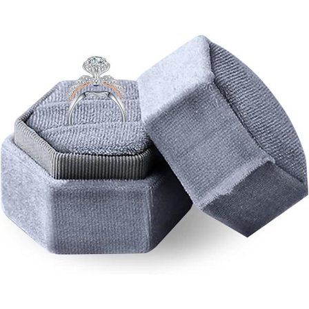 Sammetsringask för smyckesgåva, smyckeskrin med dubbla fack