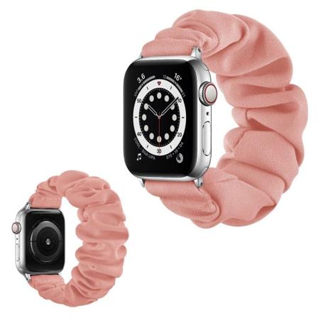 Apple Watch Series 6 / 5 44mm elastisk hårbånd stil urrem - Sølv Stik / Lyserød / Størrelse: S Pink