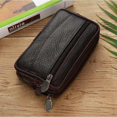 2 st 17,5 cm, Rektangulär Myntbörs - Dragkedja - Herr - i Lamm