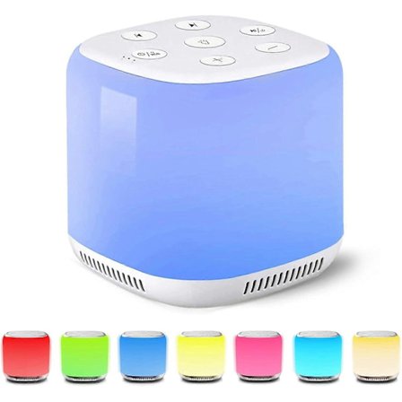 Hvid Støj Maskine med 7 Farve Natlys og 34 Søvnfremmende Lyde til Beroligende Følelser, Fremme Søvn, Lydmaskine med Timer Justerbar Lysstyrke