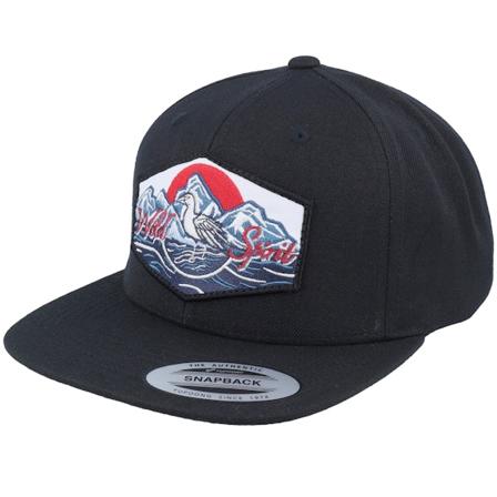 Wild Spirit - Svart snapback Caps - Bird & Mountains Patch Black Snapback @ Hatstore