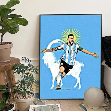 Fotbollsstjärna M-Messi Wallpaper Poster Club Bar Poster Vägg Konst Canvas Målning Sovrum Studie 8 20x30cm no frame